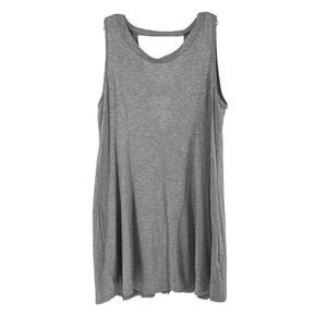 Cherish Tunic Gray Sleeveless Keyhole Back Stretch Jersey Knit Size Large Casual